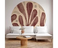 Artgeist Apvalus fototapetas - Leaves and spots – large vibrant shapes inspired by Matisse