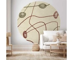 Artgeist Apvalus fototapetas - Lines and shapes – bead labyrinth on a pale washed background