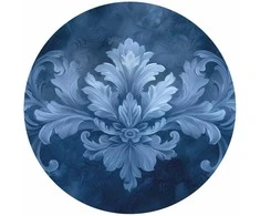 Artgeist Apvalus fototapetas - Mėlyna ornament in cool shades