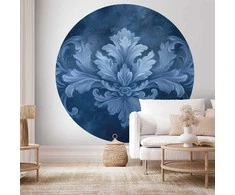 Artgeist Apvalus fototapetas - Mėlyna ornament in cool shades