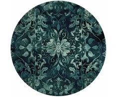 Artgeist Apvalus fototapetas - Oriental carpet pattern: emerald ornaments and worn patterns