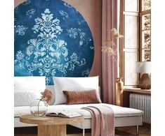 Artgeist Apvalus fototapetas - Retro ornament in faded blues