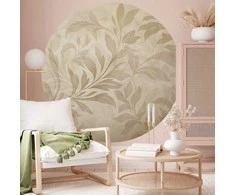 Artgeist Apvalus fototapetas - Sand leaves and vines