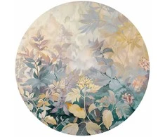 Artgeist Apvalus fototapetas - Tapestry pattern with colourful flowers