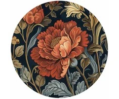 Artgeist Apvalus fototapetas - Tapestry-style large retro flowers