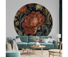 Artgeist Apvalus fototapetas - Tapestry-style large retro flowers