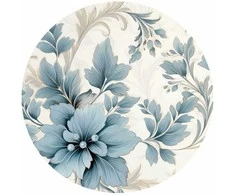Artgeist Apvalus fototapetas - Turquoise ornamental retro flowers