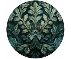 Artgeist Apvalus fototapetas - Victorian leaves in dark greens
