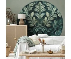 Artgeist Apvalus fototapetas - Victorian leaves in dark greens
