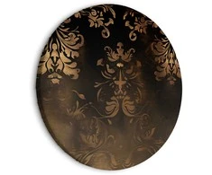 Artgeist Apvalus paveikslas ant drobės - Baroque Ornaments in Patinated Gold and Browns: Retro Motif