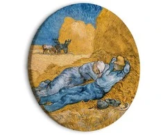 Artgeist Apvalus paveikslas ant drobės - Noon: Rest from Work (Vincent Van Gogh)