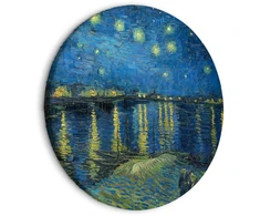 Artgeist Apvalus paveikslas ant drobės - Vincent Van Gogh - Starry Night Over the Rhone - A Boat Against the Backgof the Mėlyna Sky