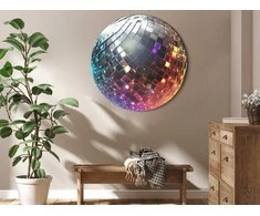 Artgeist Apvalus paveikslas ant drobės - Sidabrinis disco ball
