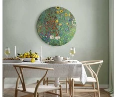 Artgeist Apvalus paveikslas ant drobės - Gustav Klimt – Farm garden with sunflowers