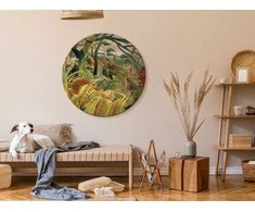 Artgeist Apvalus paveikslas ant drobės - Henri Rousseau – Tiger in a Tropical Storm