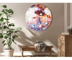 Artgeist Apvalus paveikslas ant drobės - Rose auksinis disco ball