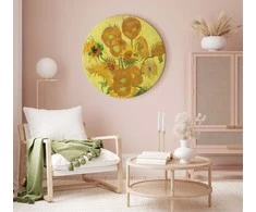 Artgeist Apvalus paveikslas ant drobės - Vincent van Gogh – Still Life: Vase With Fifteen Sunflowers