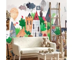 Artgeist Fototapetas - A colourful treasure island with a castle - a pirate ship at sea for children