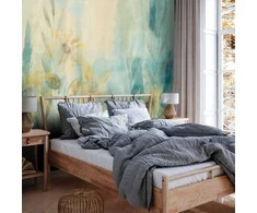 Artgeist Fototapetas - A touch of summer - floral motif with a meadow of flowers in mėlynas tones