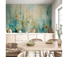 Artgeist Fototapetas - A touch of summer - floral motif with a meadow of flowers in mėlynas tones