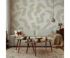 Artgeist Fototapetas - Abstract composition - beige patterns in shapes on a baltas background