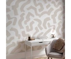 Artgeist Fototapetas - Abstract composition - beige patterns in shapes on a baltas background