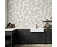 Artgeist Fototapetas - Abstract composition - beige patterns in shapes on a baltas background