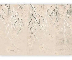 Artgeist Fototapetas - Abstract falling leaves - subtle nature motif with branches