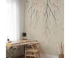 Artgeist Fototapetas - Abstract falling leaves - subtle nature motif with branches