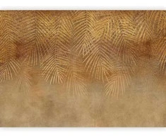Artgeist Fototapetas - Abstract nature in beige - composition with golden exotic leaves