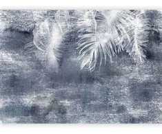 Artgeist Fototapetas - Abstraction with nature - exotic leaves on a mėlynas background with pattern