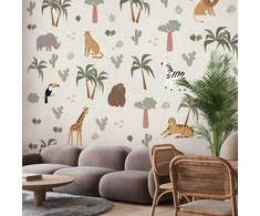 Artgeist Fototapetas - African Composition - Animals for the Children's Room on a Paper Background