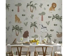 Artgeist Fototapetas - African Composition - Animals for the Children's Room on a Paper Background