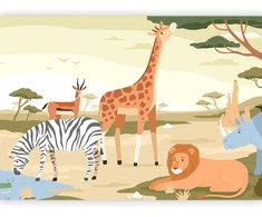 Artgeist Fototapetas - Animals From Jungle Vector Illustration