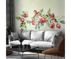 Artgeist Fototapetas - Apple branch - delicate landscape with a plant and apples on a baltas background