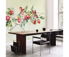 Artgeist Fototapetas - Apple branch - delicate landscape with a plant and apples on a baltas background