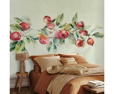 Artgeist Fototapetas - Apple branch - delicate landscape with a plant and apples on a baltas background