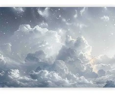 Artgeist Fototapetas - Astral Calm: Stars Scattered Over Delicate Clouds
