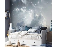 Artgeist Fototapetas - Astral Calm: Stars Scattered Over Delicate Clouds