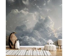 Artgeist Fototapetas - Astral Calm: Stars Scattered Over Delicate Clouds