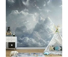 Artgeist Fototapetas - Astral Calm: Stars Scattered Over Delicate Clouds