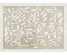 Artgeist Fototapetas - Baltas leaves - abstract plant motif on beige background with frame