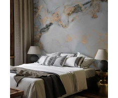 Artgeist Fototapetas - Baltas Stone - Elegant Marble With Golden Highlights