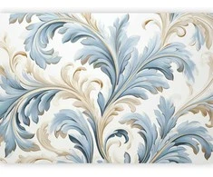 Artgeist Fototapetas - Baroque Ornaments in Light Kreminis-Mėlyna Hues
