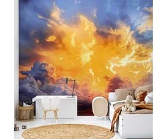 Artgeist Fototapetas - Beautiful Sunset - Clouds in Warm Shades