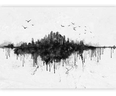 Artgeist Fototapetas - Big city - abstract city skyline in juodas watercolour style