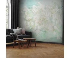 Artgeist Fototapetas - Blossoming among pastels - abstract with floral motif and patterns