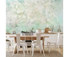 Artgeist Fototapetas - Blossoming among pastels - abstract with floral motif and patterns