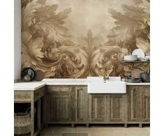 Artgeist Fototapetas - Carved Baroque Ornaments: Rich Composition in Sepia Colors