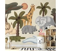 Artgeist Fototapetas - Children's Africa - Animals With Simple Shapes